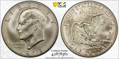 1973-S $1 Silver MS68