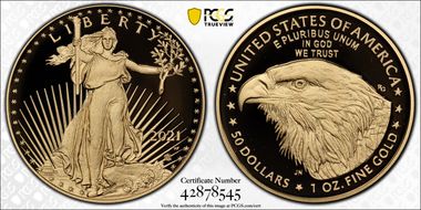 2021-W $50 Gold Eagle - Type 2 First Strike PR70DCAM
