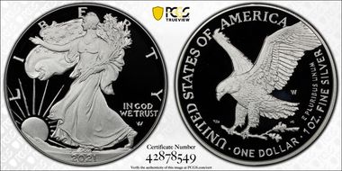 2021-W  $1 Silver Eagle - Type 2 First Strike PR70DCAM