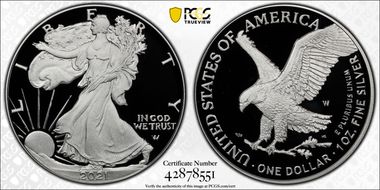 2021-W  $1 Silver Eagle - Type 2 First Strike PR70DCAM