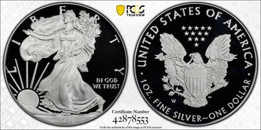 2021-W  $1 Silver Eagle - Type 1 PR70DCAM