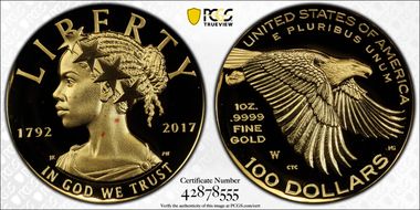 2017-W $100 American Liberty High Relief PR69DCAM