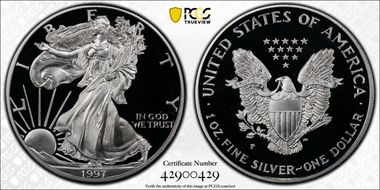1997-P $1 Silver Eagle PR70DCAM