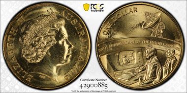 2019 $1 Moon Landing 50th Ann. MS66