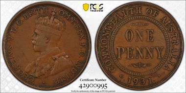 1931 (m) 1D English obverse Dropped 1 XF40BN