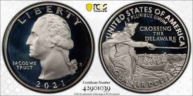 2021-S 25C Crossing the Delaware First Strike PR69DCAM