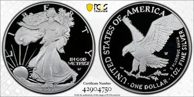 2021-W  $1 Silver Eagle - Type 2 First Strike PR70DCAM