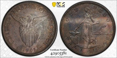 1903-S Peso KM-168  Ag AU58