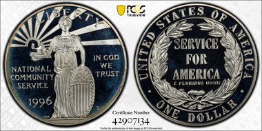 1996-S $1 Nat. Comm. Service PR68DCAM