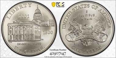 2001-P $1 Capitol Visitor MS70