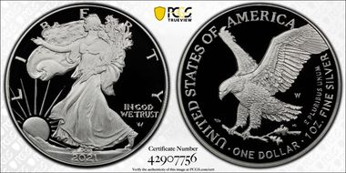 2021-W  $1 Silver Eagle - Type 2 First Strike PR70DCAM
