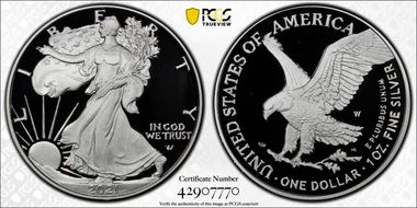 2021-W  $1 Silver Eagle - Type 2 First Strike PR70DCAM