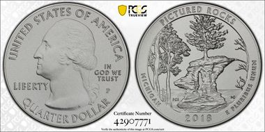 2018-P 25C Pictured Rocks NP 5 oz Silver SP69