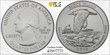 2018-P 25C Block Island NP 5 oz Silver SP70