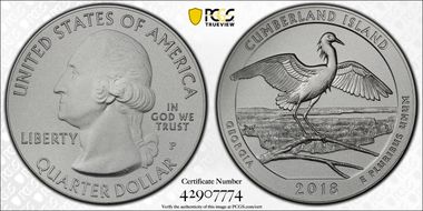 2018-P 25C Cumberland Island NP 5 oz Silver SP69