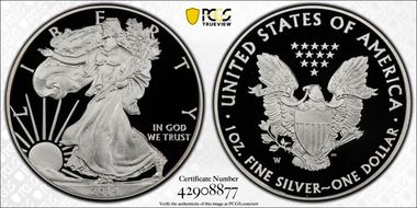2014-W $1 Silver Eagle PR69DCAM