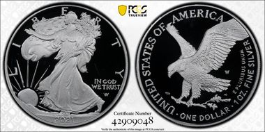2021-W  $1 Silver Eagle - Type 2 First Strike PR70DCAM