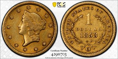 1853-O G$1 AU55