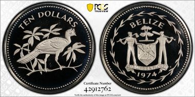 1974-FM $10 Great Curassow CuNi PR69DCAM