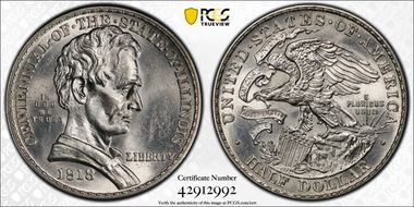1918 50C Lincoln-Illinois MS62