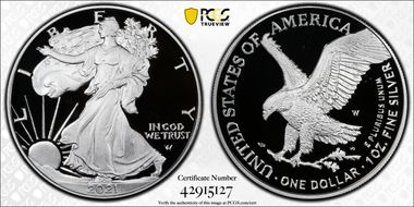 2021-W  $1 Silver Eagle - Type 2 First Strike PR70DCAM