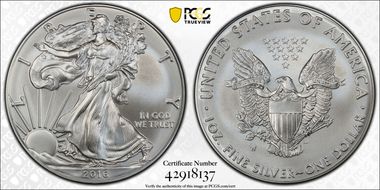 2016-W $1 Burnished Silver Eagle 30th Anniversary Lettered Edge SP69