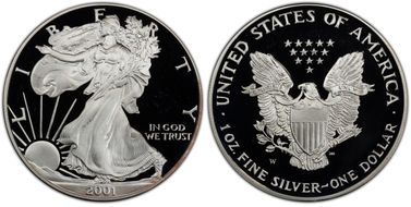 2001-W $1 Silver Eagle PR69DCAM