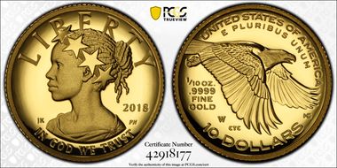 2018-W $10 American Liberty High Relief PR70DCAM