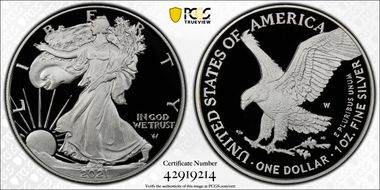 2021-W  $1 Silver Eagle - Type 2 First Strike PR70DCAM