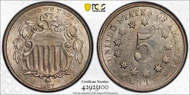1867 5C No Rays AU58