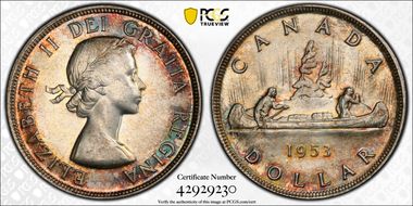 1953 S$1 No Strap, FWL MS64