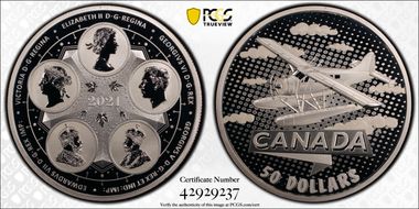 2021 $50 Canada Takes Wing 5oz Ag 100 Years of Confederation PR70DCAM