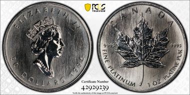 1994 $50 Maple Leaf/Pt MS67