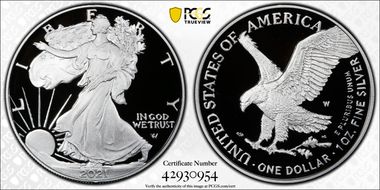2021-W  $1 Silver Eagle - Type 2 First Strike PR70DCAM