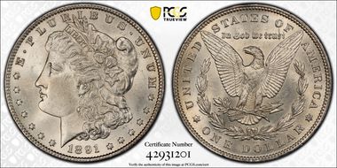 1891 $1 VAM 2 Doubled Ear MS63