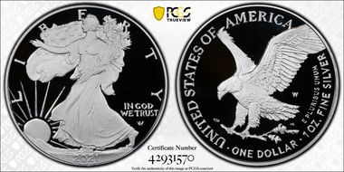 2021-W  $1 Silver Eagle - Type 2 First Strike PR70DCAM