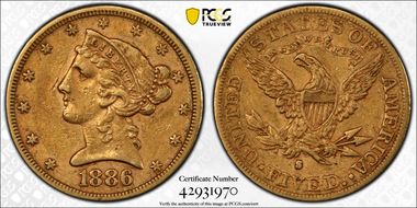 1886-S $5 XF45