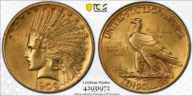 1909 $10 AU55