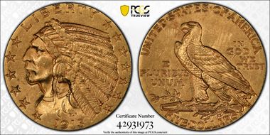 1913 $5 AU58