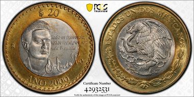 2000-Mo 20 Peso Octavio Paz MS64