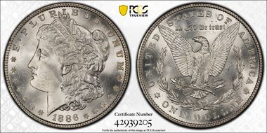1886 $1 MS66