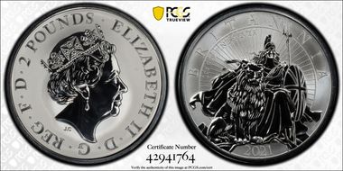 2021 £2 Britannia Seated w/Lion Ag Rev PR PR69