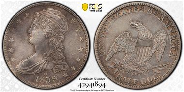 1839-O 50C AU50