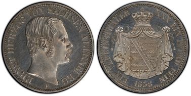 1858-F Thaler KM-35 Dav-814 MS63PL