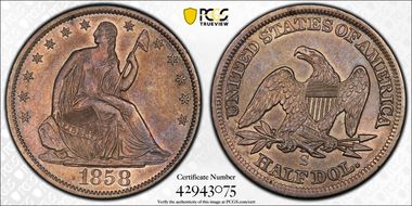 1858-S 50C AU53