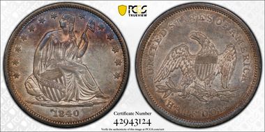 1840 50C Small Letters AU53