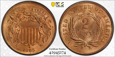 1865 2C Fancy 5 MS66RD