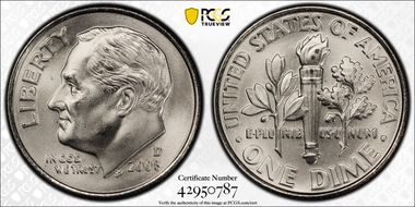 2008-D 10C Satin Finish SP68