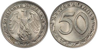 1939-B 50 Pfg J-365 Nickel MS66