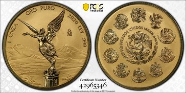 2020-Mo Onza Libertad Gold Reverse Proof PR70